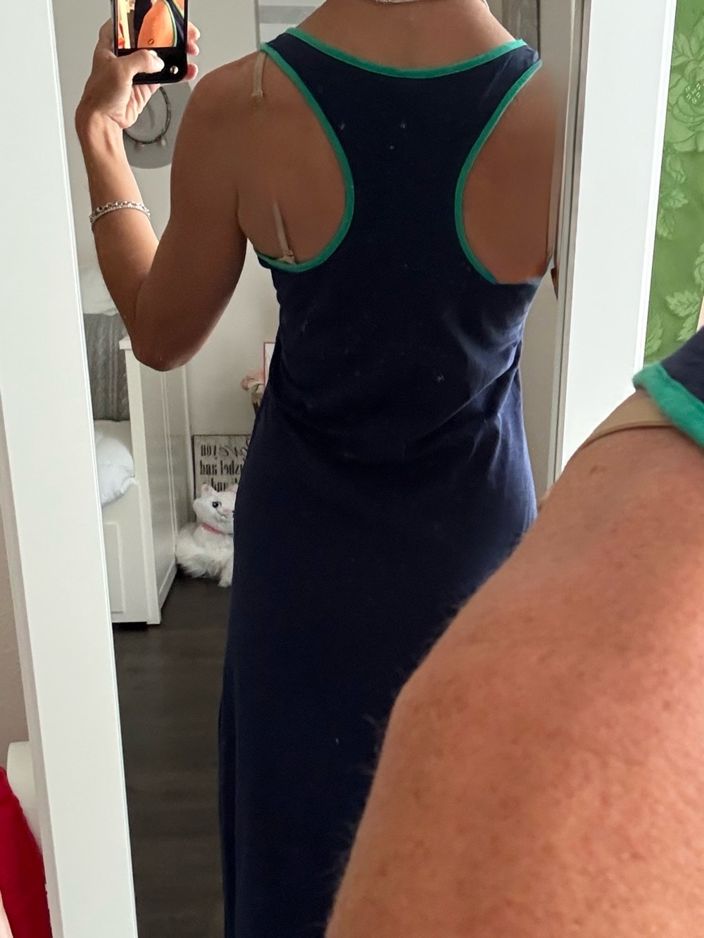 Lilly Pulitzer Treena Pima Cotton Racerback Maxi Dress Navy Green Trim XS Resort - Picture 4 of 9